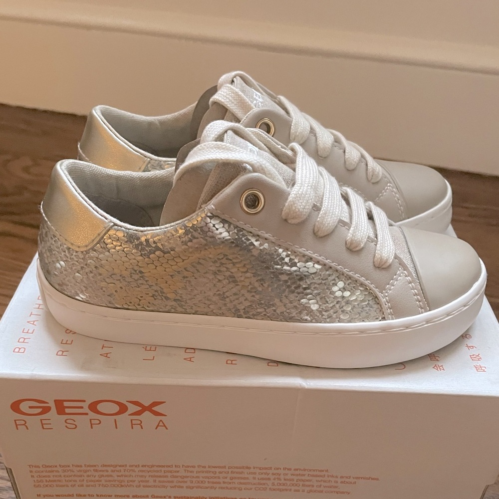Geox Respira metallic snakeskin sneakers